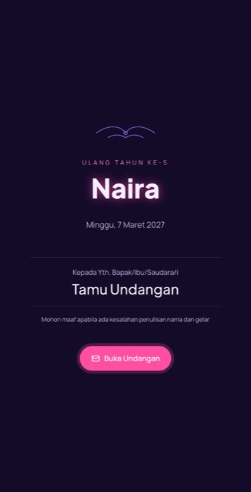 Contoh undangan tema Pesta Malam